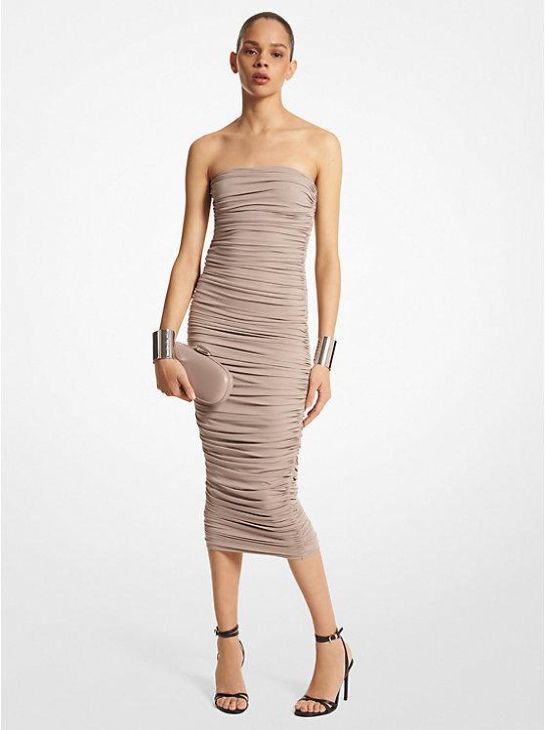 Stretch Matte Jersey Ruched Strapless Dress