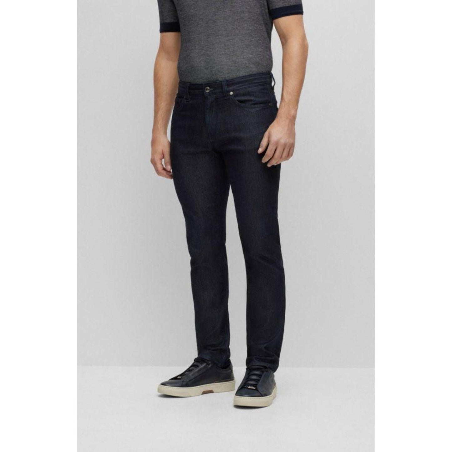 Slim-fit jeans in Italian stretch denim with silk