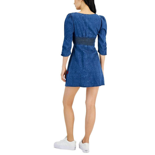 Women's Denim 3/4-Sleeve Fit & Flare Dress