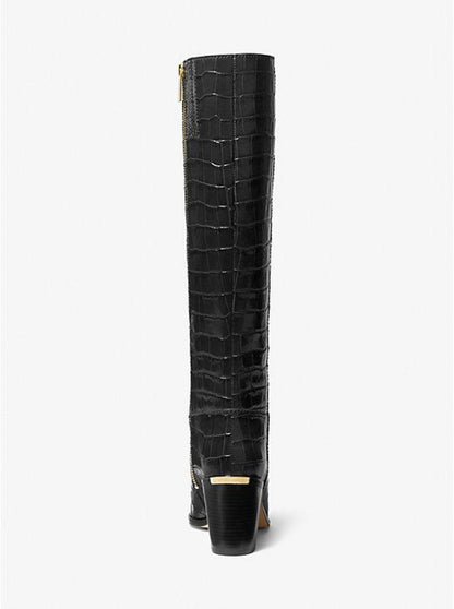 Loni Crocodile Embossed Leather Boot