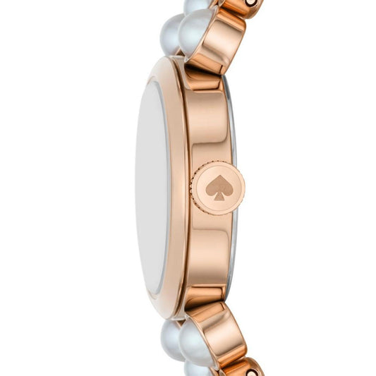 Kate Spade Women's Monroe Imitation Pearl Three-Hand Rose Gold-Tone Stainless Steel Bracelet Watch 24mm