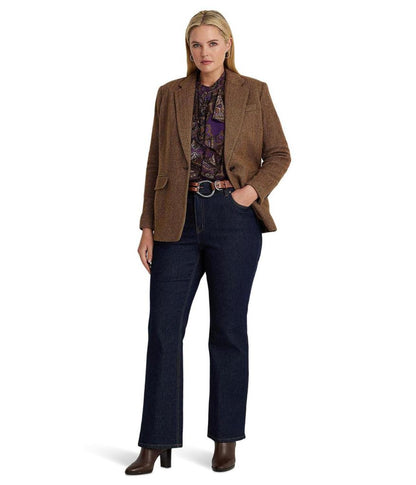 Plus-Size Wool-Blend Herringbone Blazer