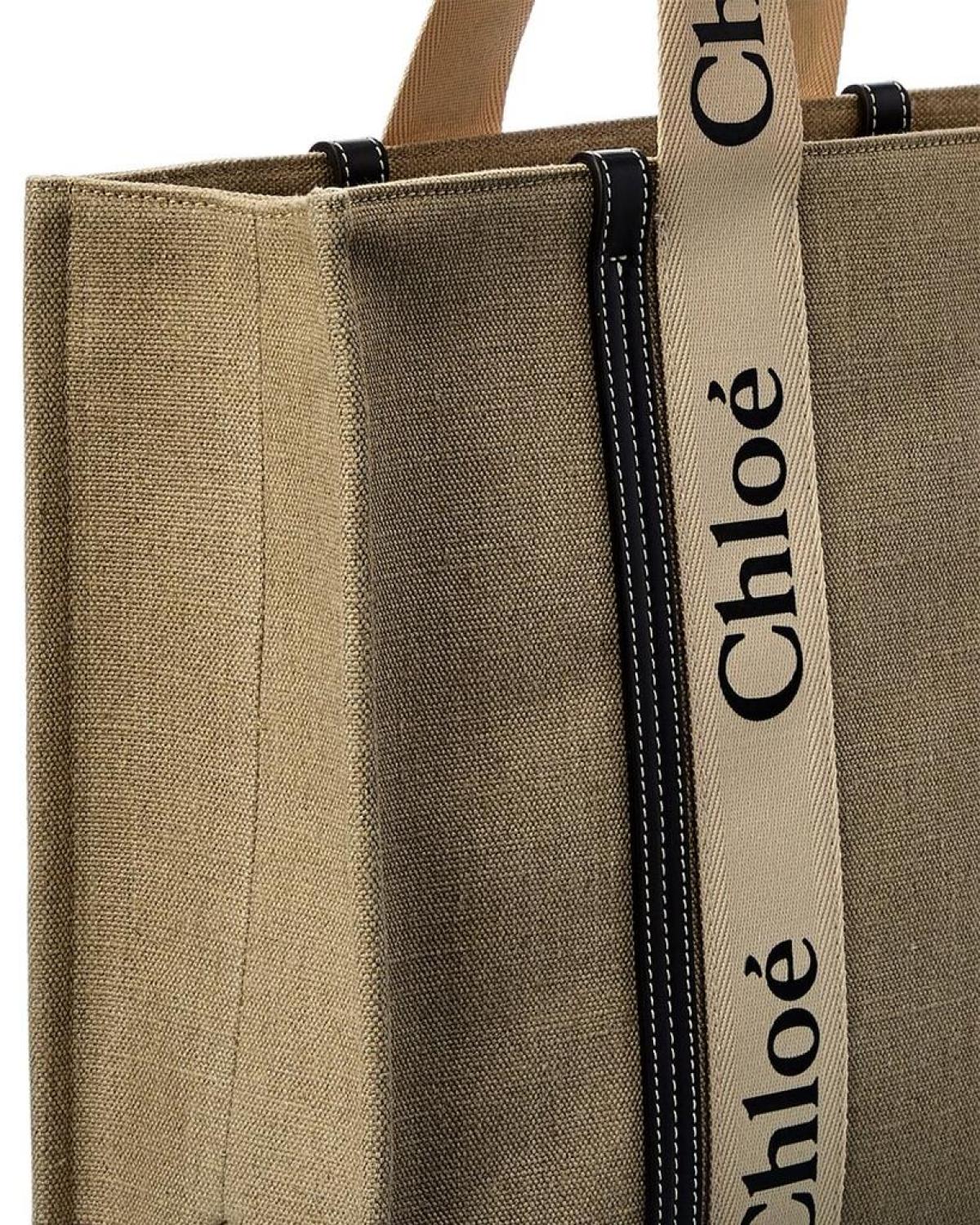 Chloé Woody Large Canvas & Leather Tote