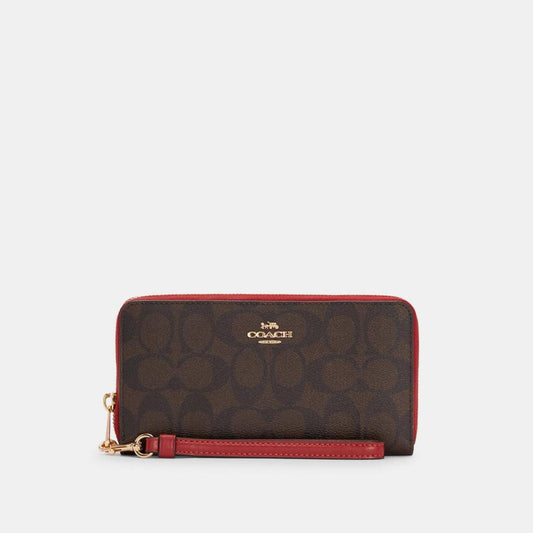 Coach Outlet Long Zip Around Wallet In Signature Canvas