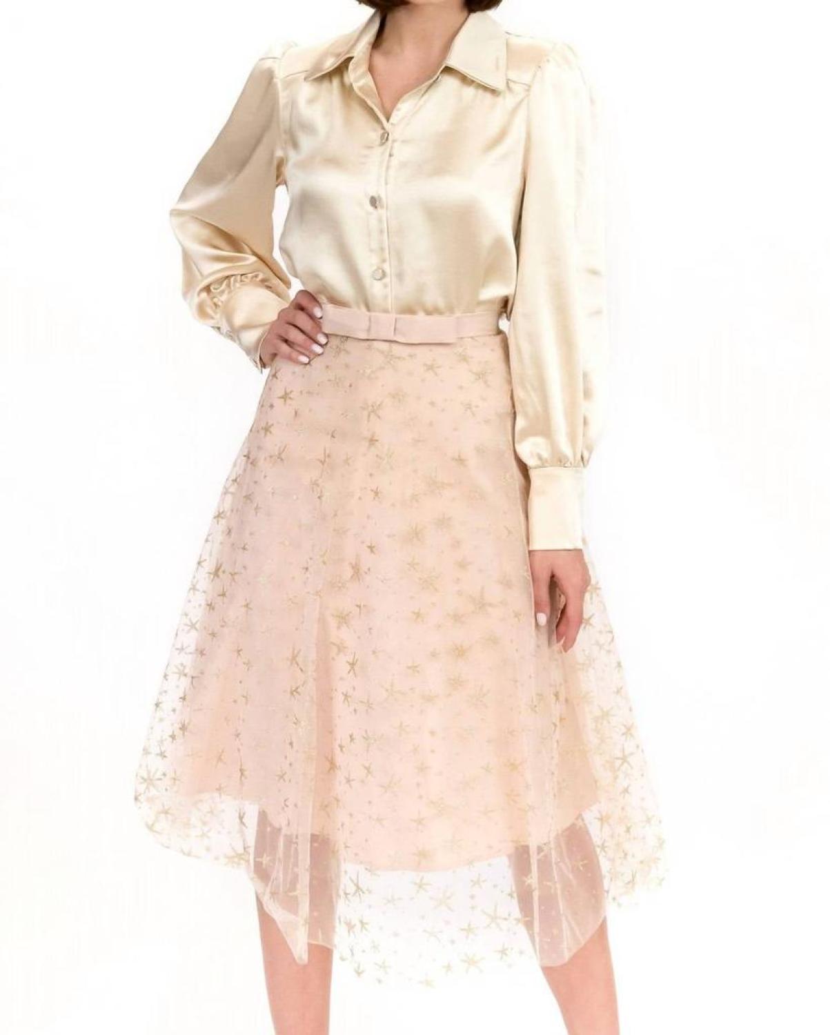 Metallic Tulle Skirt In Twinkle Star