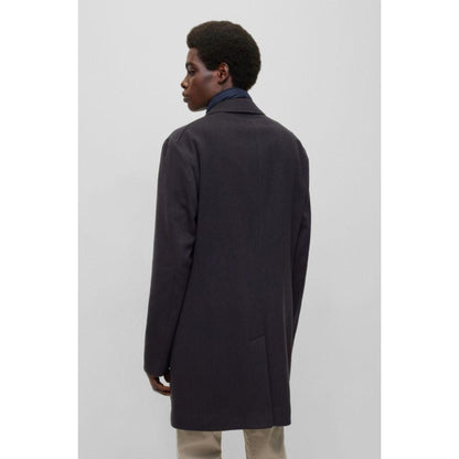 Slim-fit wool-blend coat with zip-up inner