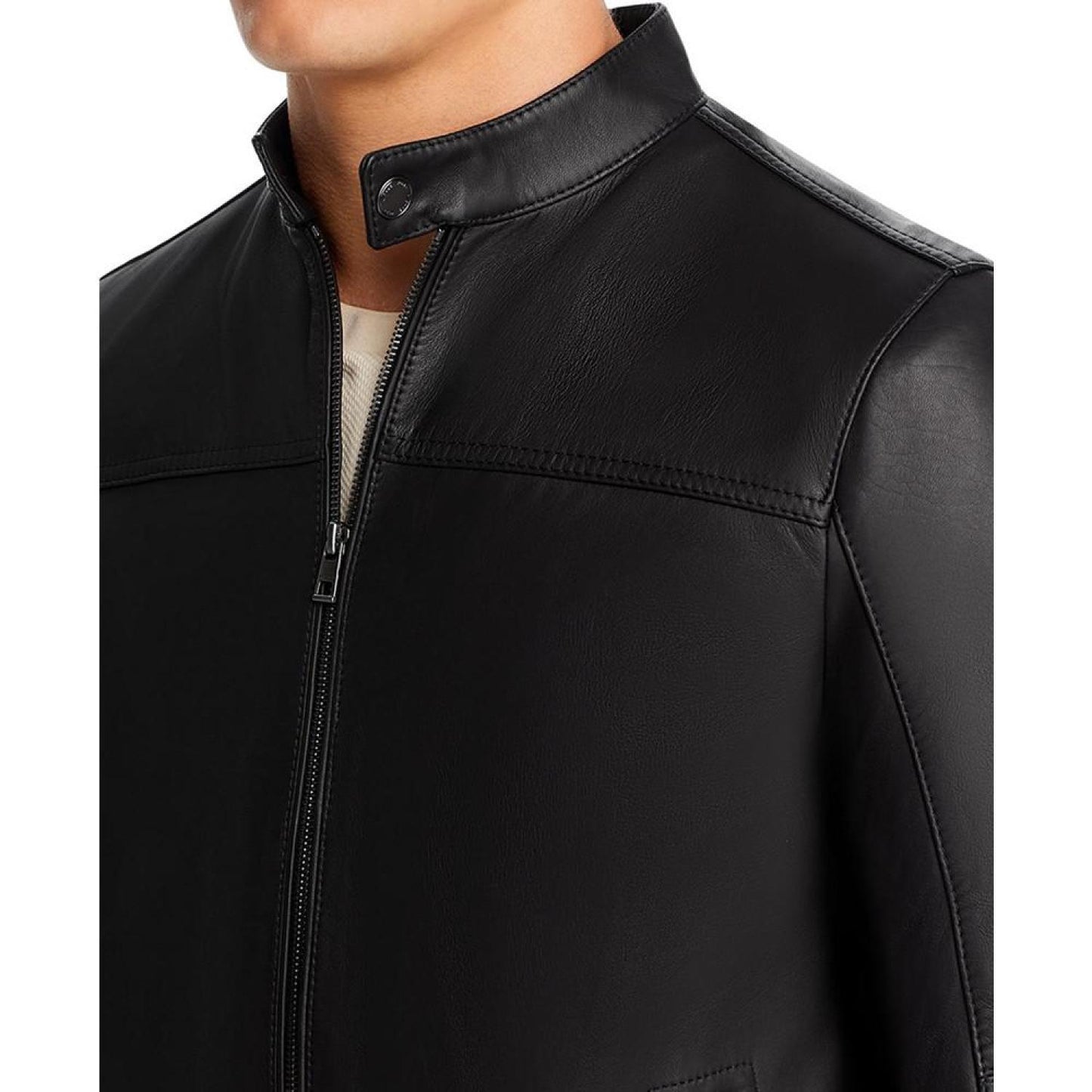 Men's Leather Racer Jacket, Created for Macy's