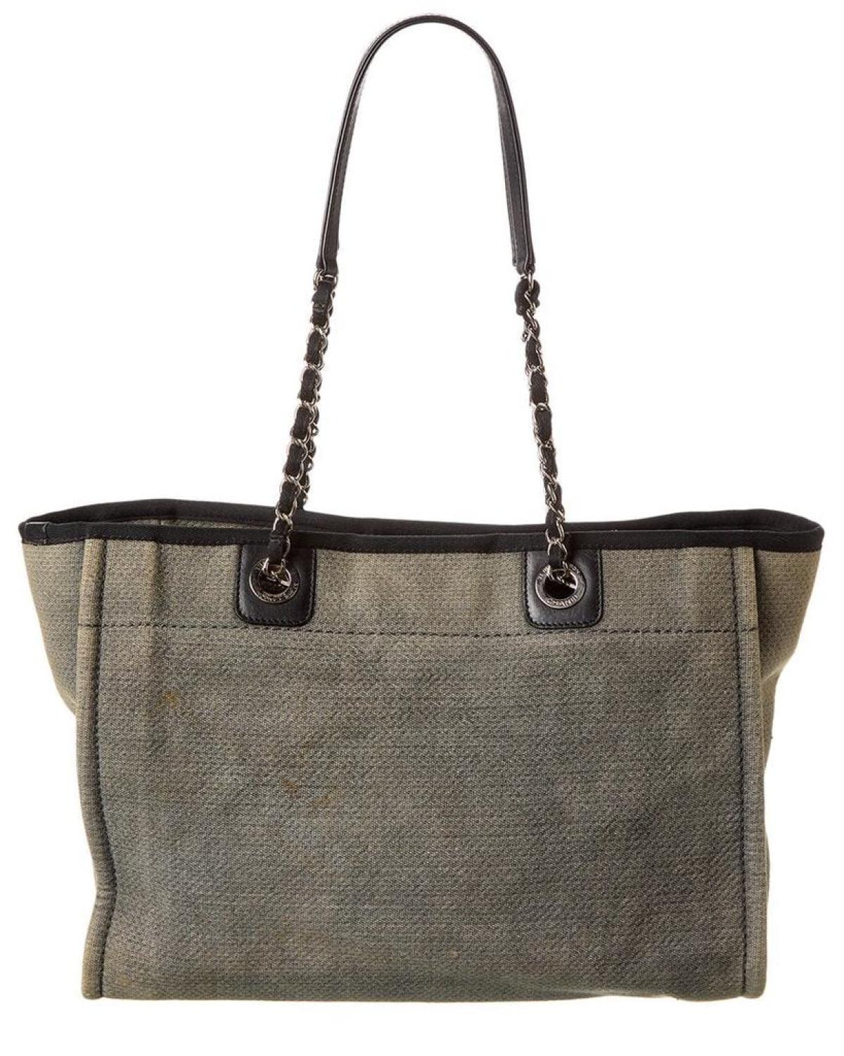 Chanel Grey Canvas Small Deauville Tote (Authentic Pre-Owned)