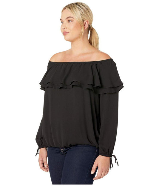 Plus Size Ruffle Peasant Top