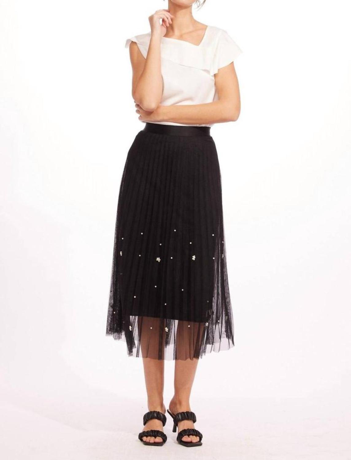 Lila Pearl Tulle Skirt In Black