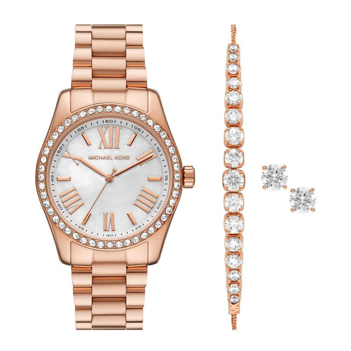 Women's Lexington Three-Hand Rose Gold-Tone Stainless Steel Watch 38mm and Jewelry Gift Set