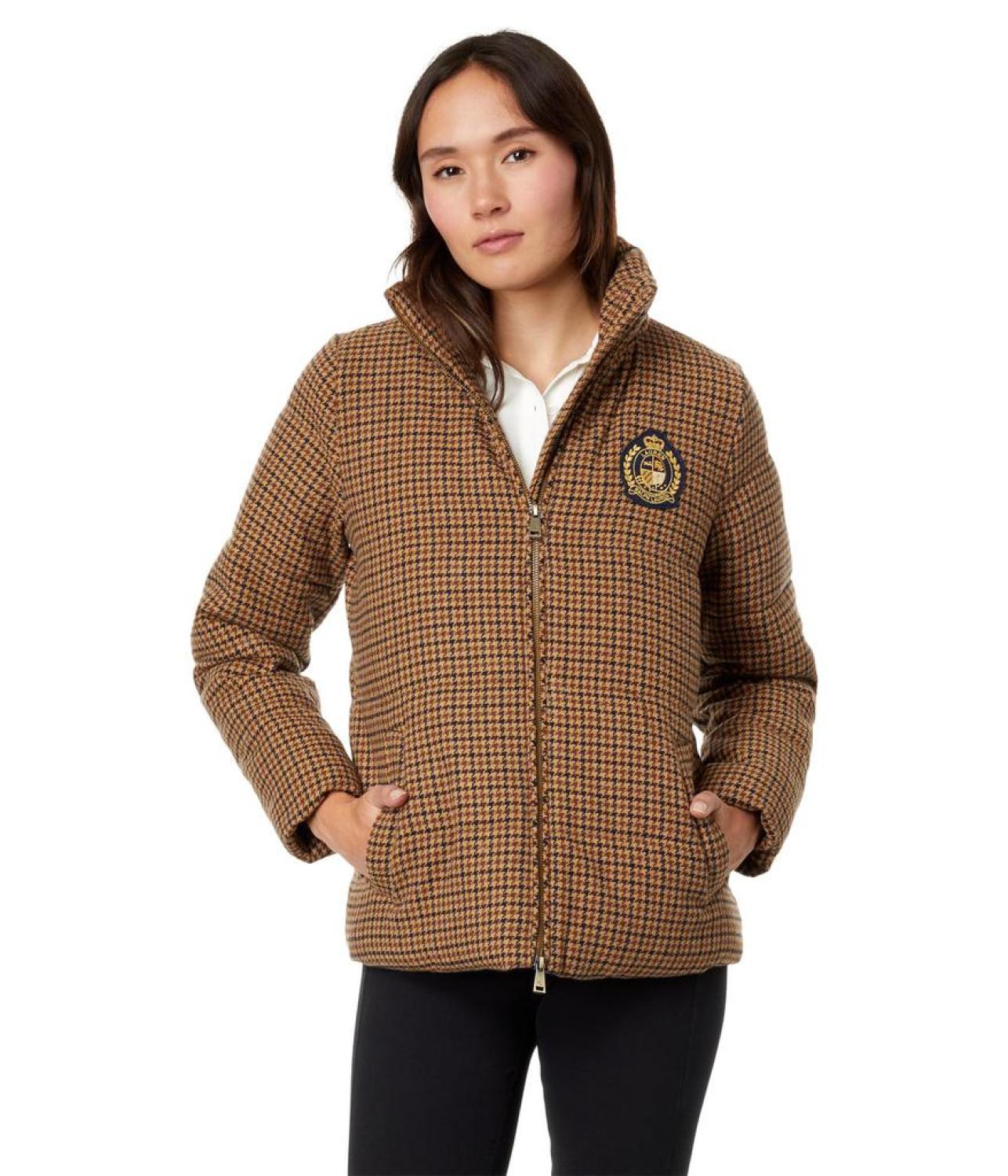 Plaid Puffer with Crest