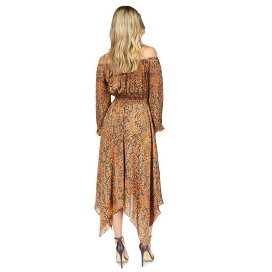 Women's Paisley Handkerchief-Hem Midi Dress