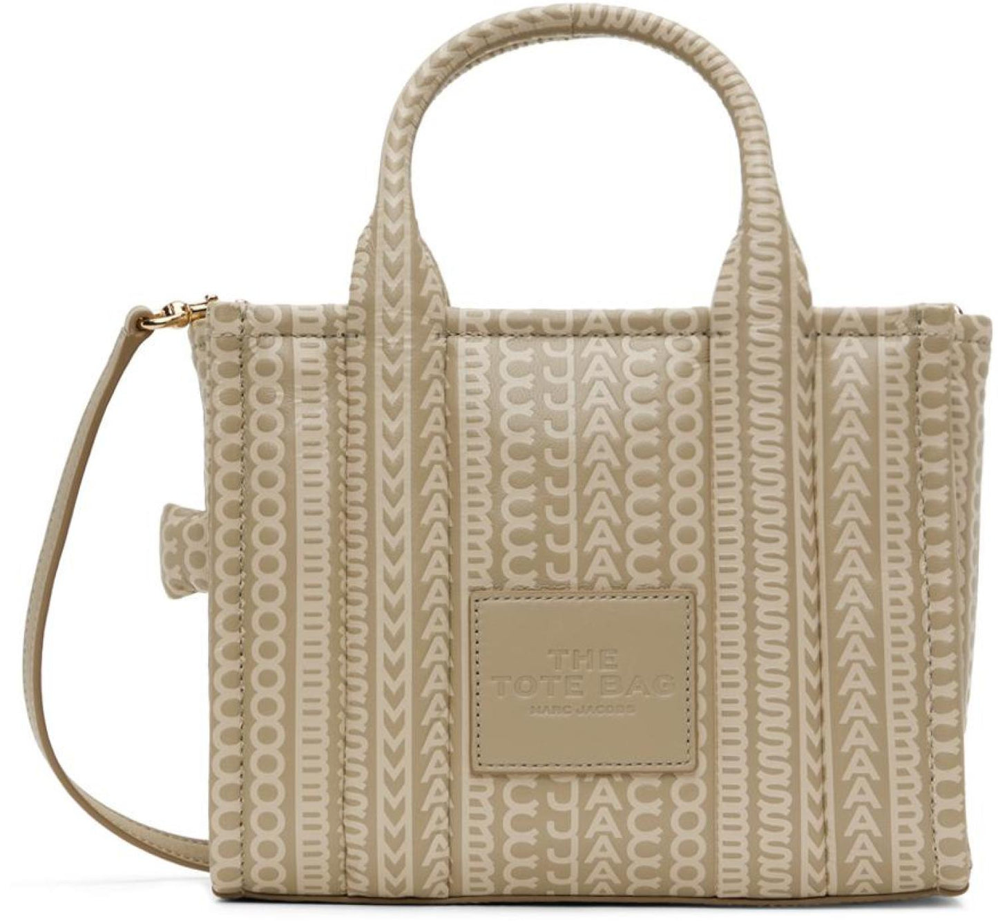 Khaki 'The Monogram Leather Small' Tote