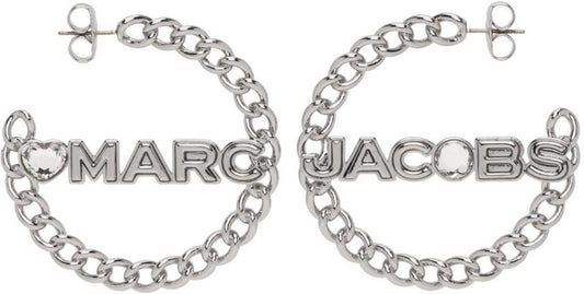 Silver 'The Charmed Chain' Hoop Earrings