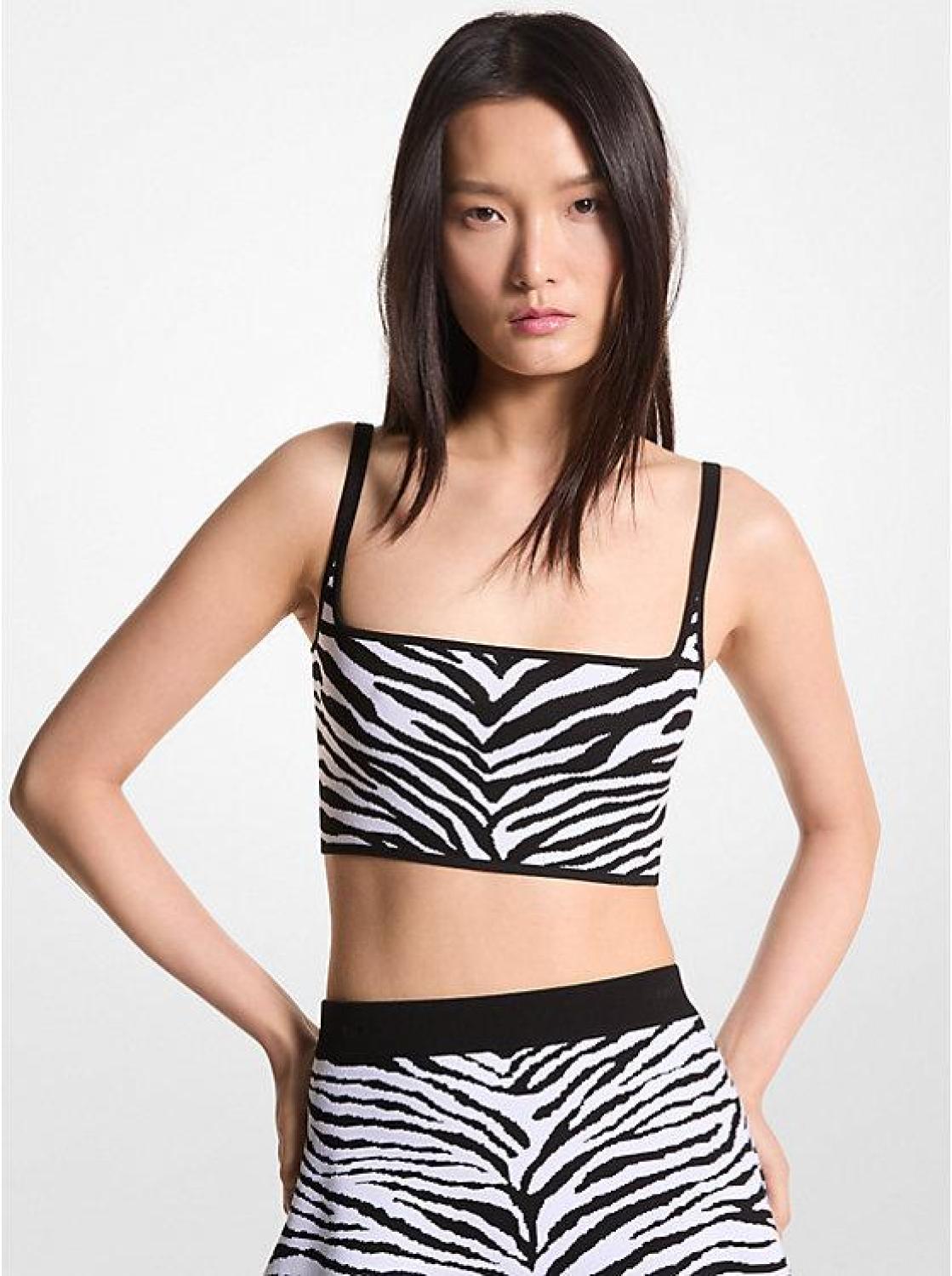 Zebra Jacquard Cropped Tank Top