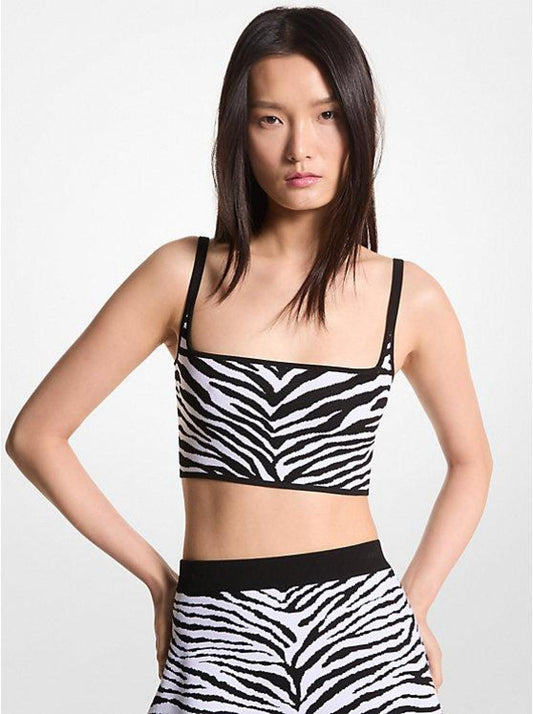 Zebra Jacquard Cropped Tank Top