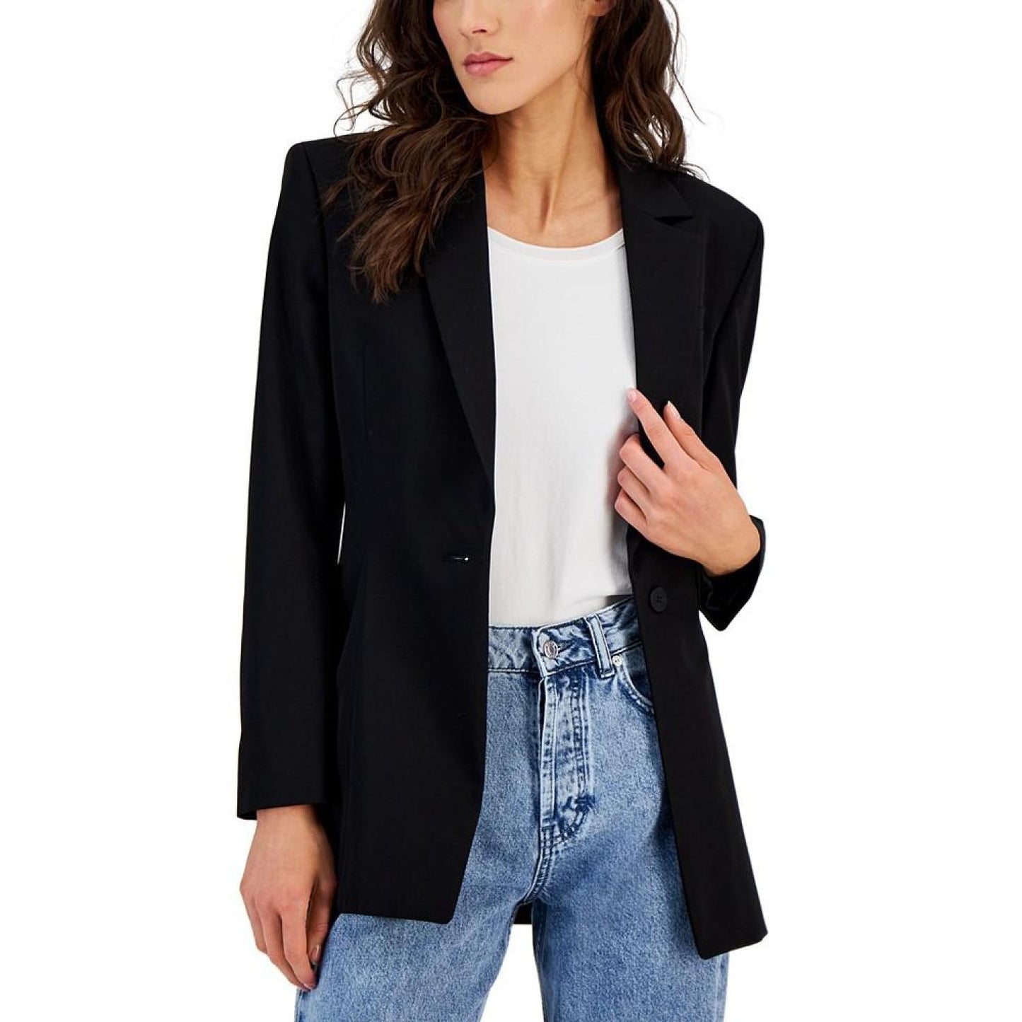 Women's Solid-Color Notch-Lapel Cutout Blazer