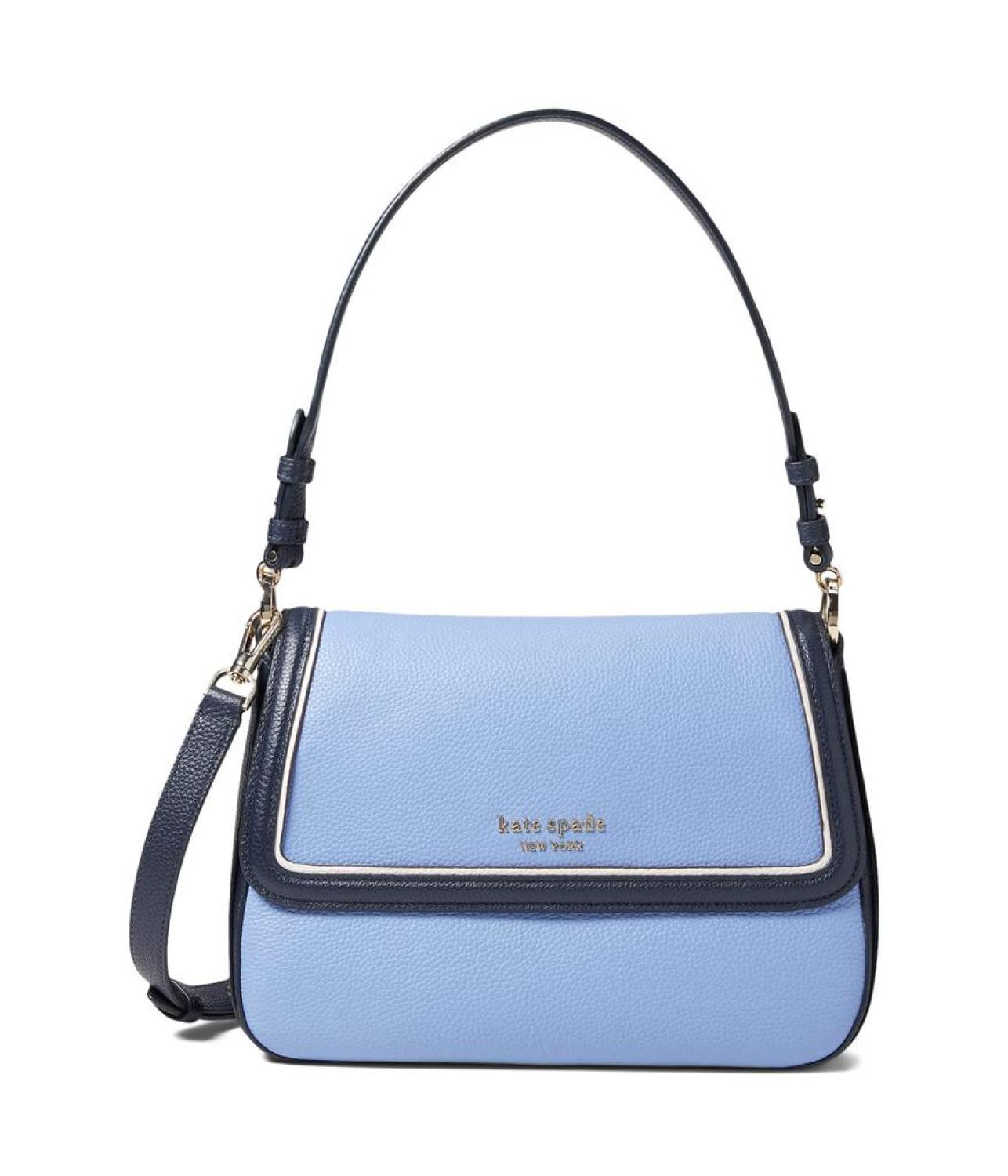 Hudson Color-Blocked Pebbled Leather Medium Convertible Flap Shoulder Bag