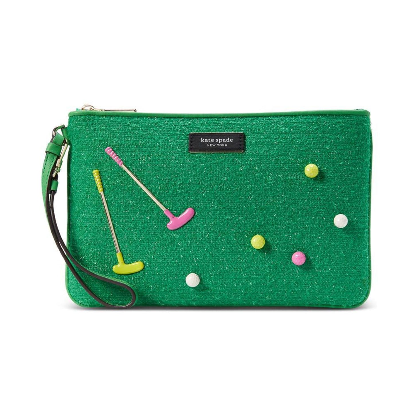 Tee Time Embellished Astroturf Fabric Wristlet