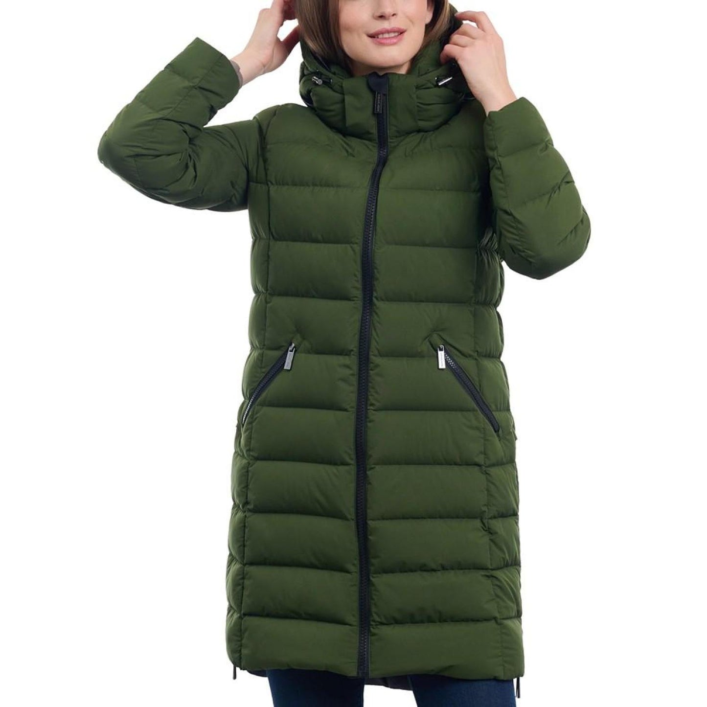 Women's Hooded Faux-Leather-Trim Puffer Coat, Created for Macy's