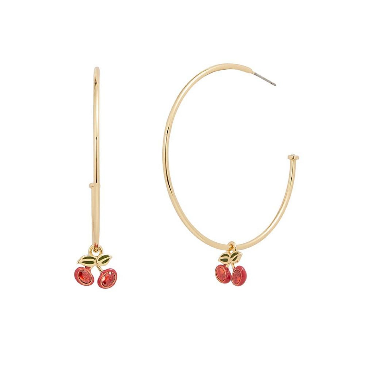 Faux Stone Cherry Charm Hoop Earrings