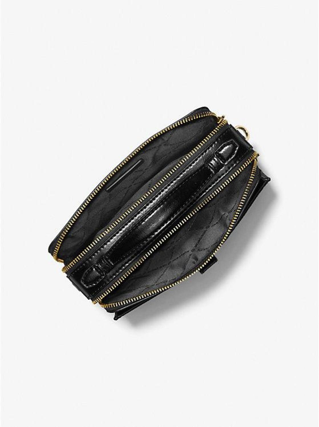 Jet Set Medium Signature Logo and Patent Double-Zip Crossbody Bag