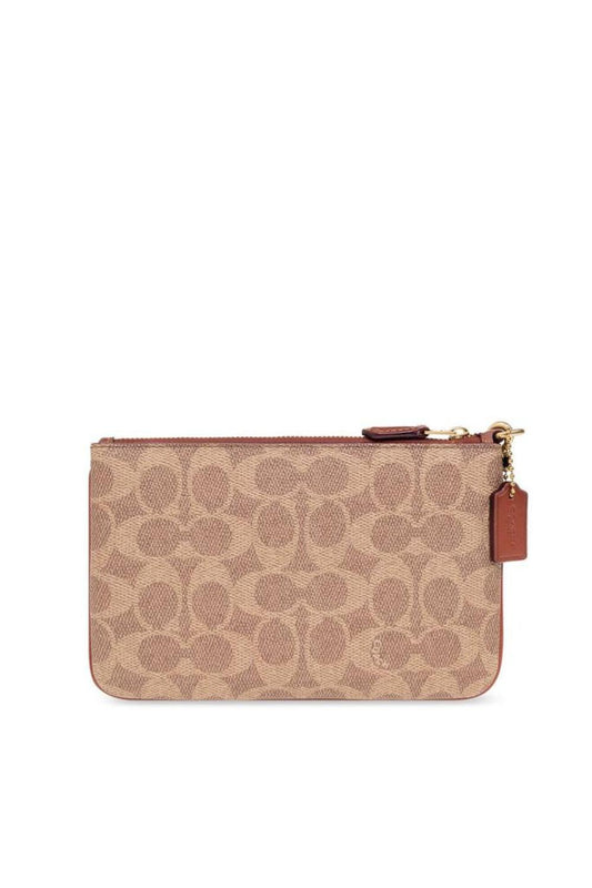 Coach Logo Plaque Monogrammed Small Wristlet Wallet