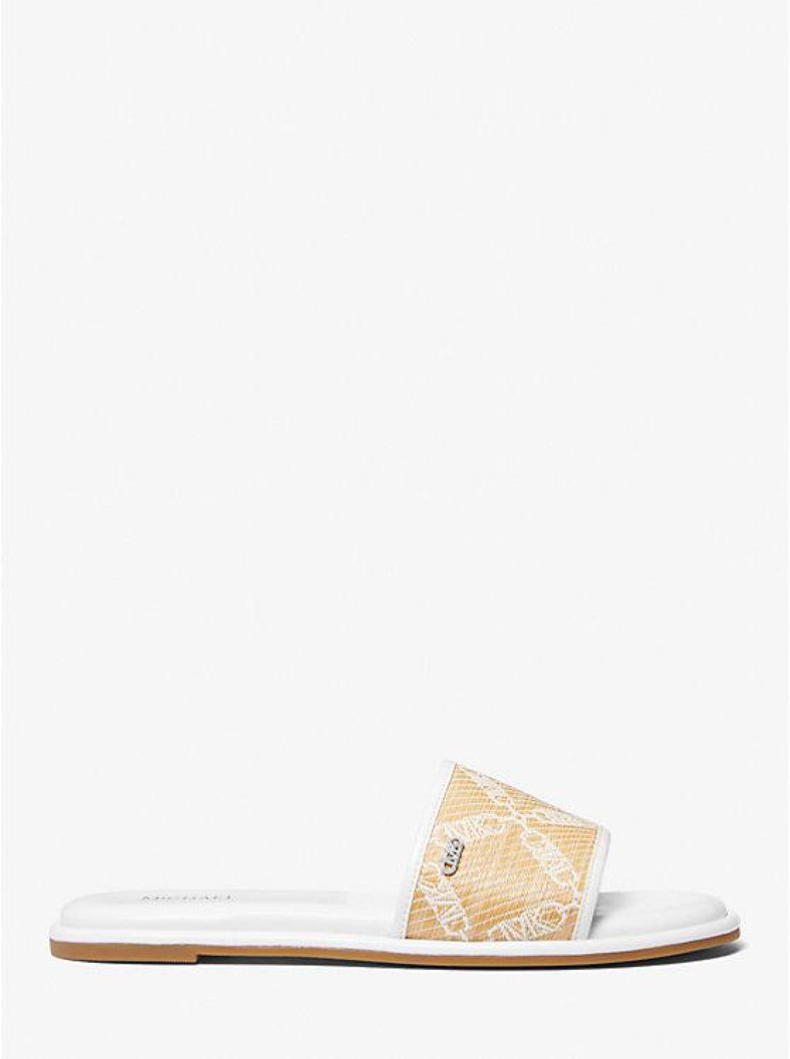 Saylor Empire Logo Jacquard Straw Slide Sandal