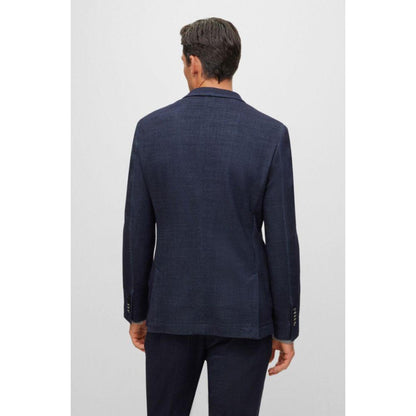 Slim-fit jacket in micro-patterned fabric with silk