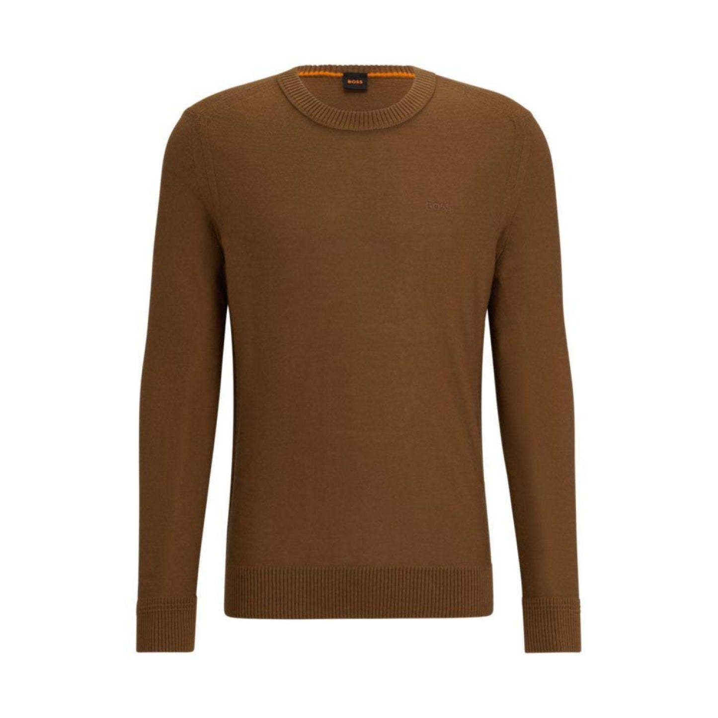 Wool-blend sweater with embroidered logo in regular fit