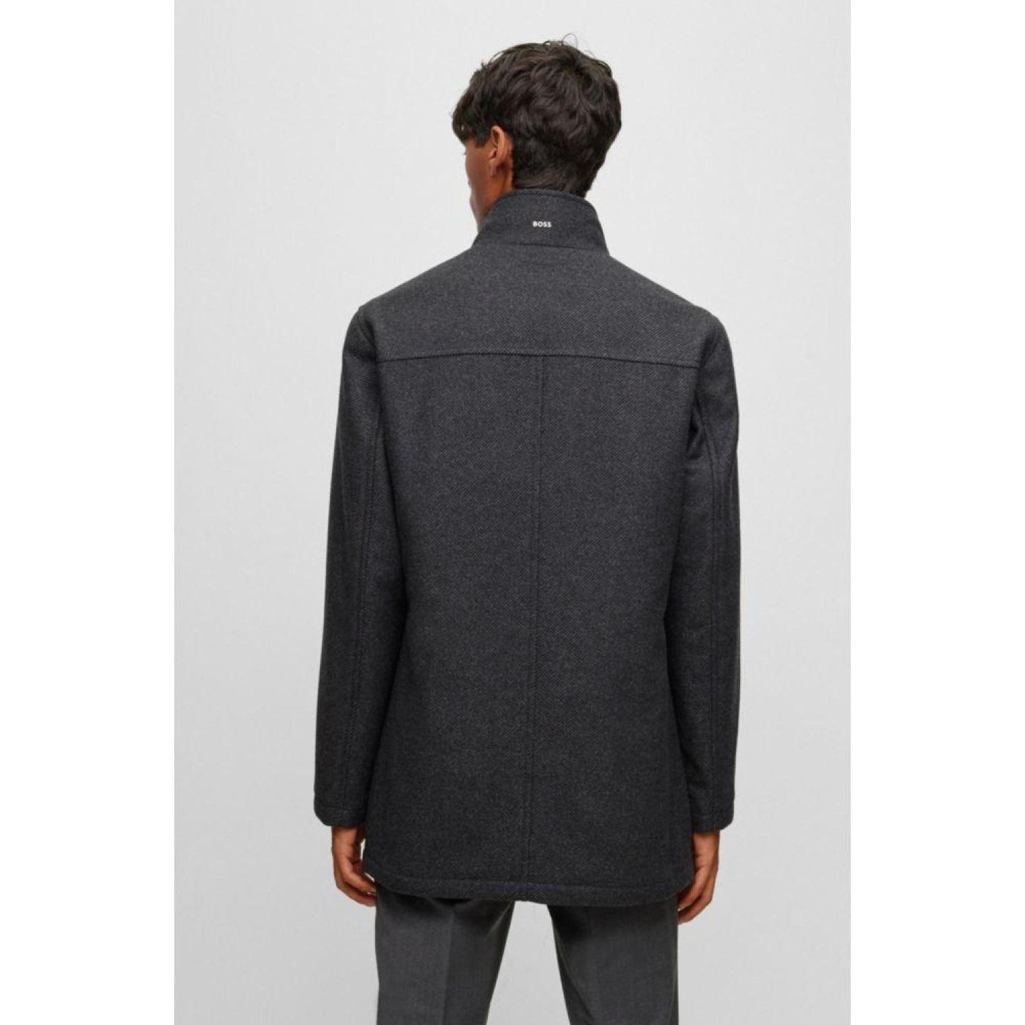 Wool-blend coat with zip-up padded inner