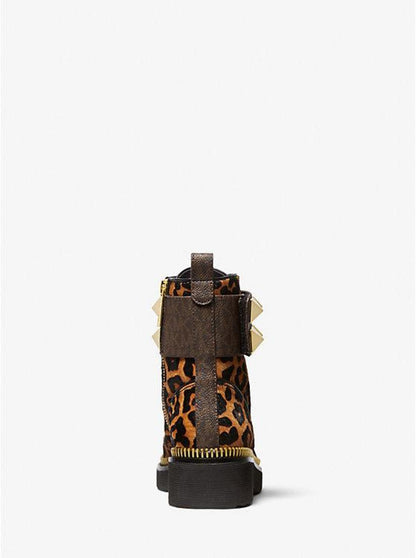 Haskell Studded Printed Calf Hair Combat Boot