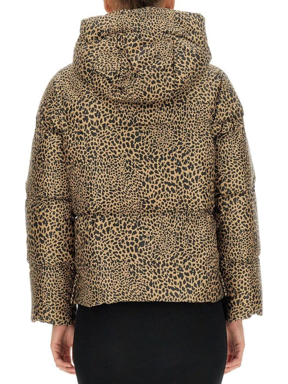 Michael Michael Kors Leopard Print Hooded Down Jacket