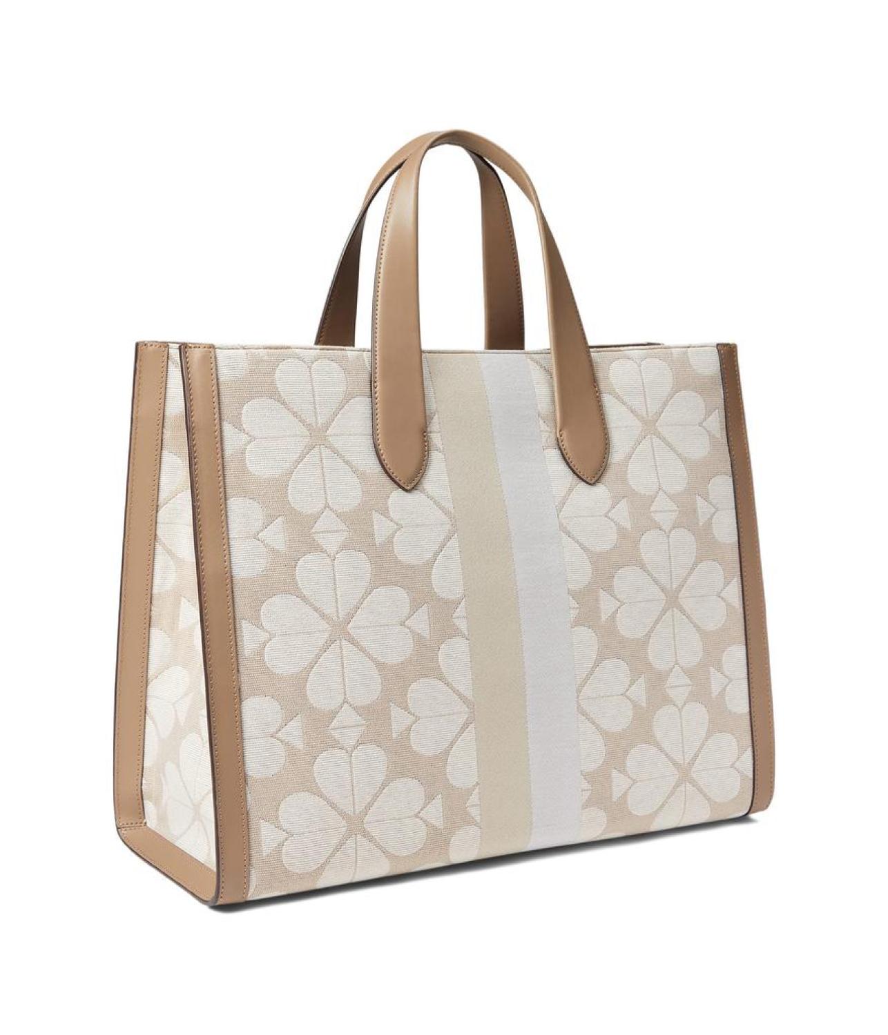 Oversized Spade Flower Jacquard Stripe Manhattan Large Tote