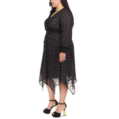 Plus Size Cheetah Jacquard Midi Dress