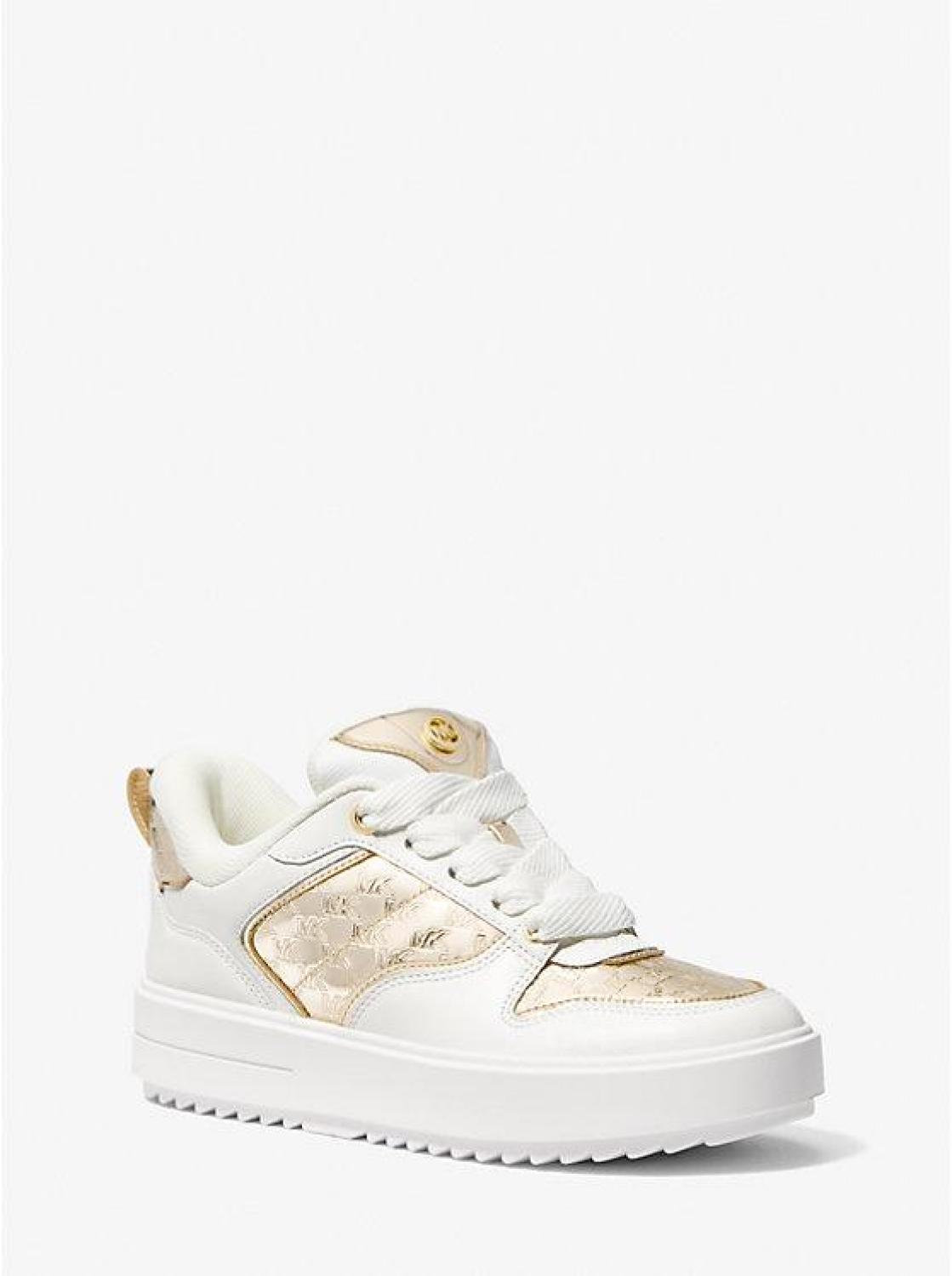 Rumi Leather and Logo-Embossed Metallic Platform Sneakers