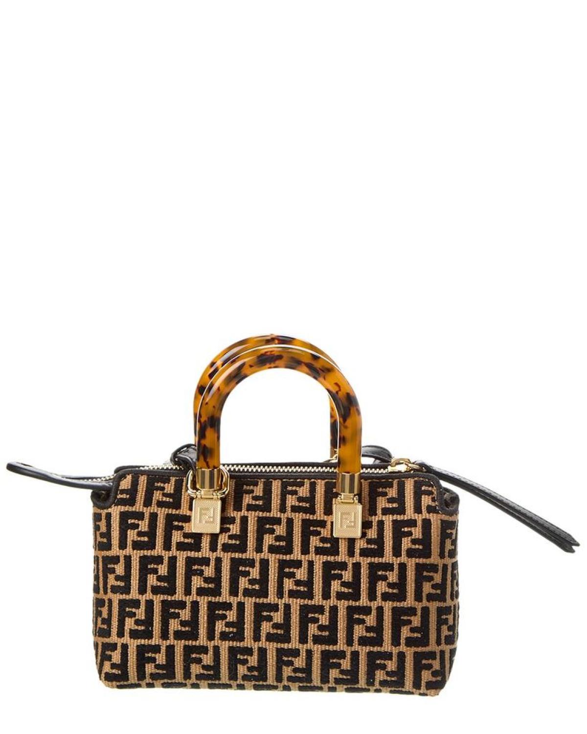 FENDI By The Way Mini Raffia & Leather Shoulder Bag