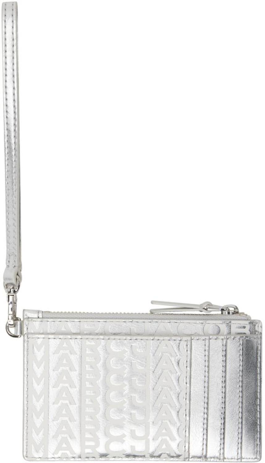 Silver 'The Leather Top Zip Wristlet' Wallet