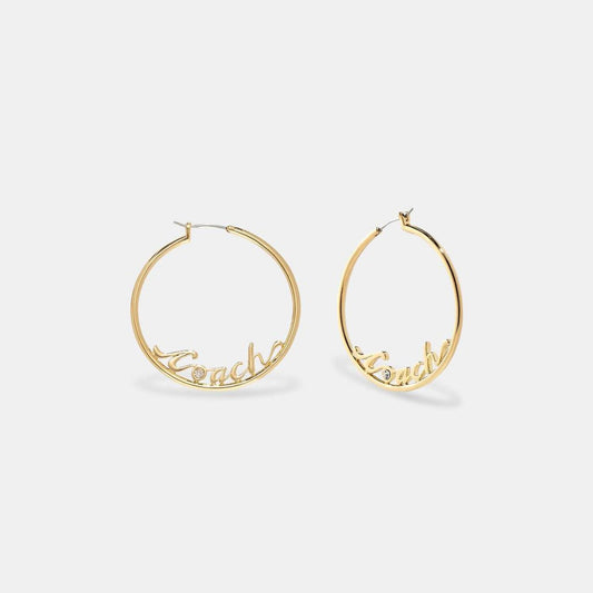 Coach Outlet Logo Script Hoop Earrings