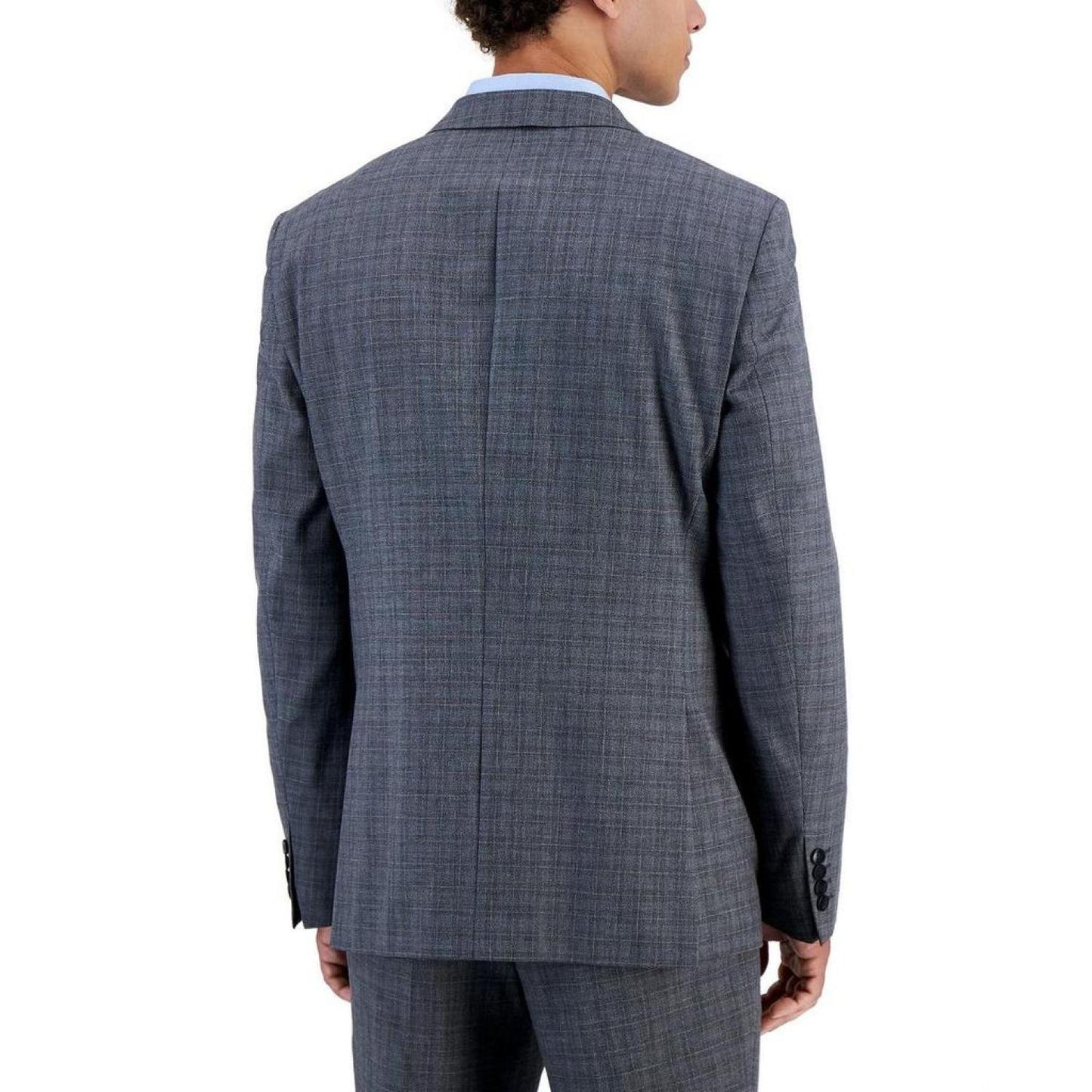 Mens Wool Blend Plaid Two-Button Blazer