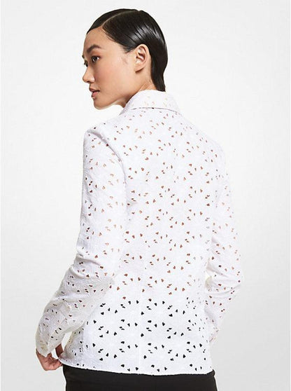 Hansen Floral Eyelet Stretch Cotton Shirt