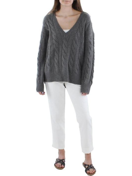 Womens Cashmere Blend V-Neck Pullover Sweater