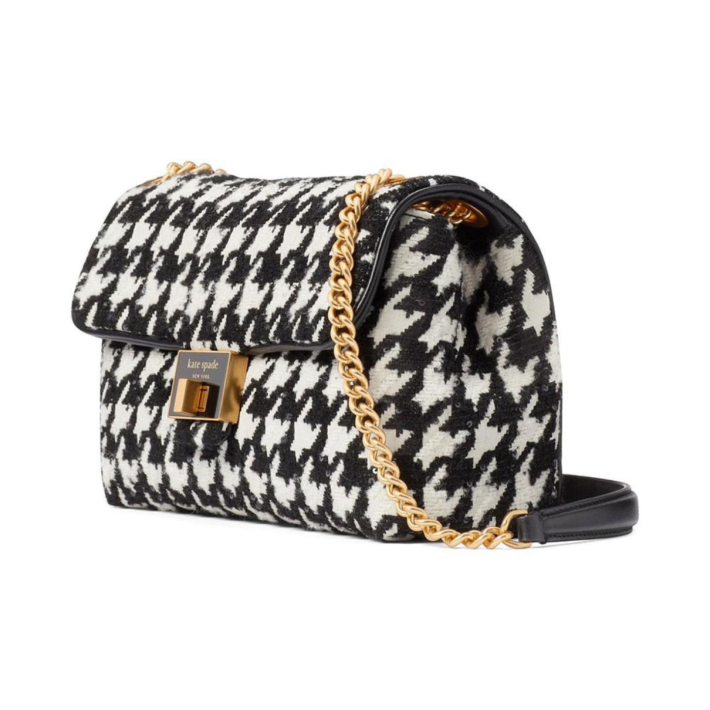 Evelyn Sequin Houndstooth Fabric Medium Convertible Shoulder Bag