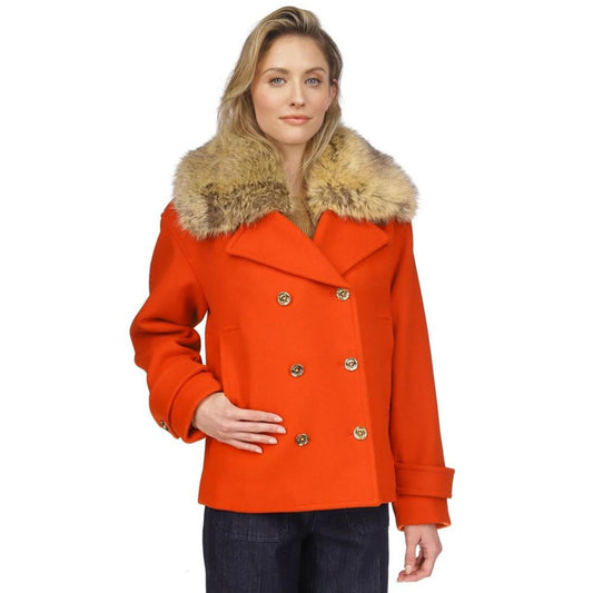 Women's Faux-Fur Collar Pea Coat