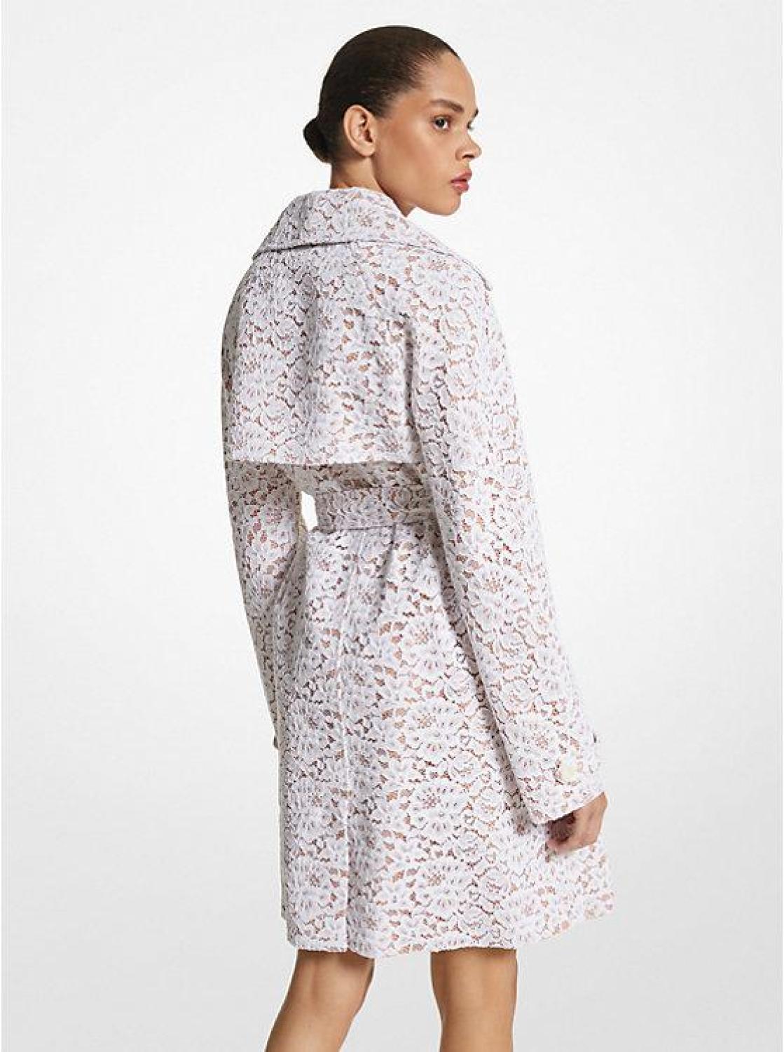 Corded Floral Lace Trench Coat