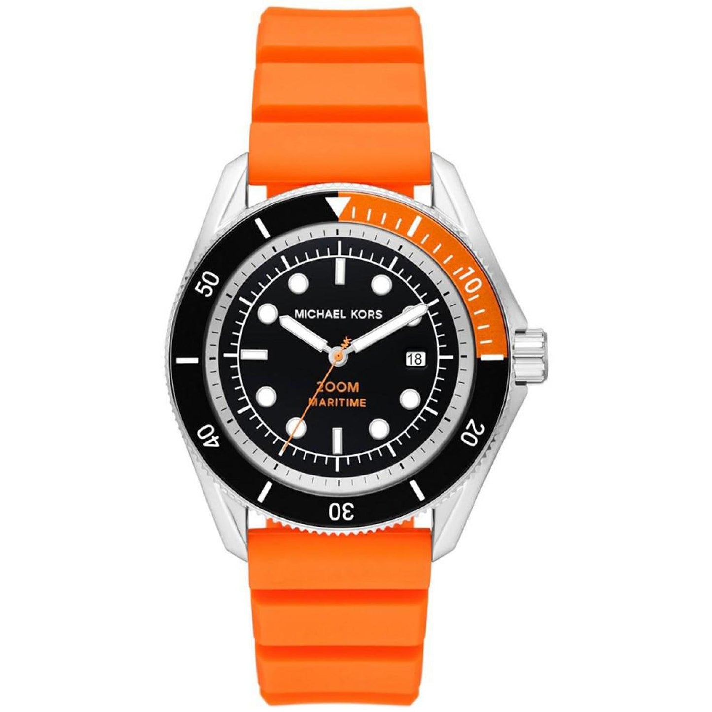 Men's Maritime Three-Hand Orange Silicone Watch 42mm