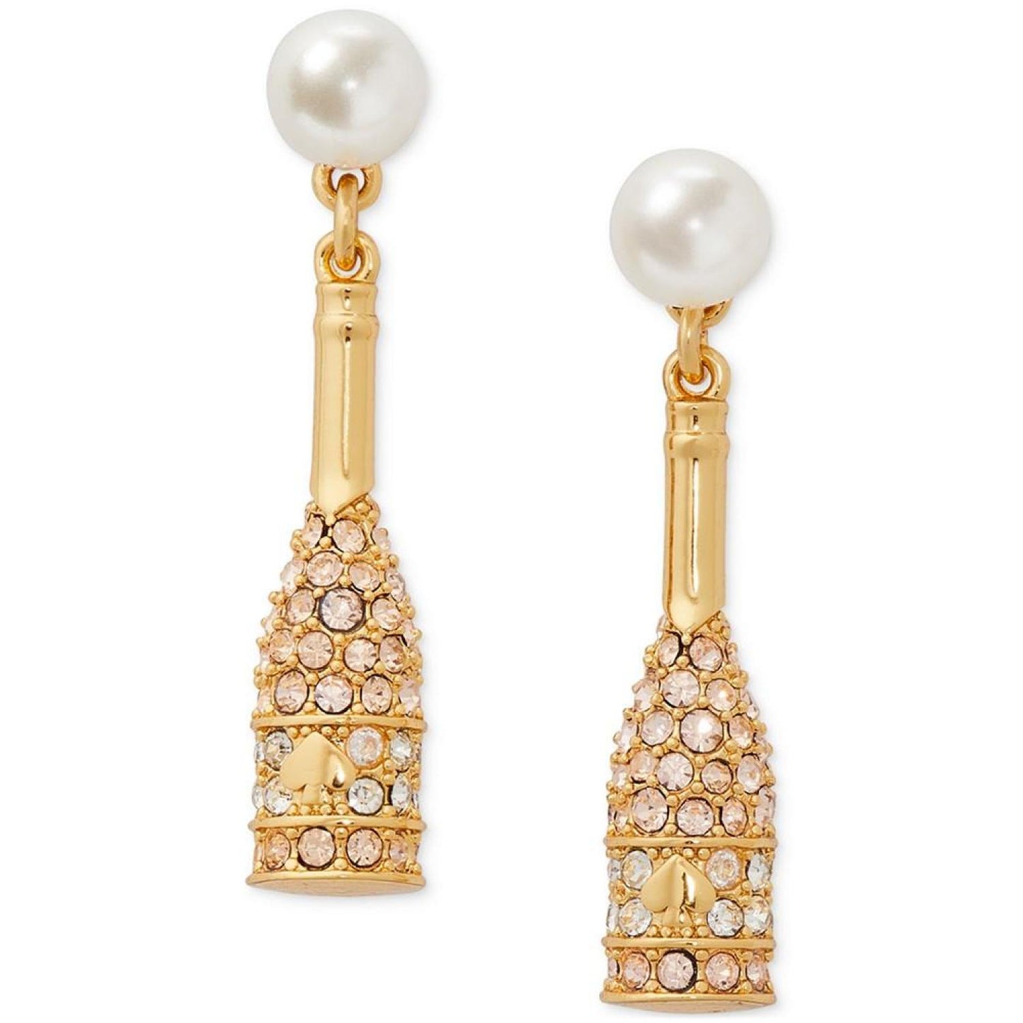 Gold-Tone Pavé & Imitation Pearl Champagne Drop Earrings