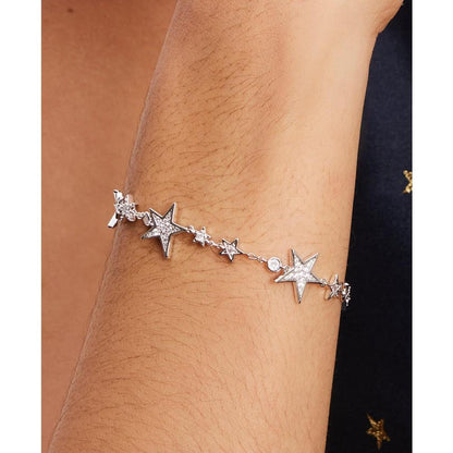 Silver-Tone Cubic Zirconia Star Tennis Bracelet