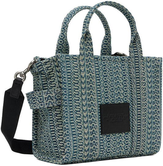 Blue "The Washed Monogram Denim Small" Tote